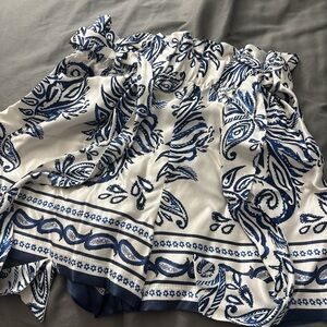 Blue and White Patterned Skirt